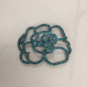Blue jewel tone flower brooch